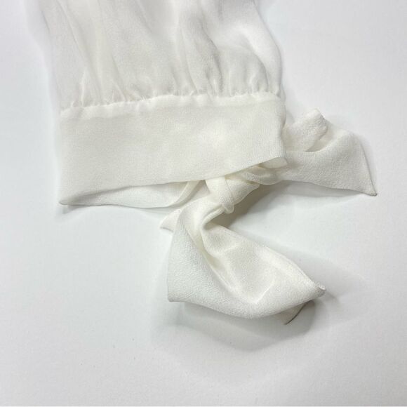 Rebecca Taylor Silk Henley Lace Panel Sarah Top Size 8 - Picture 8 of 11